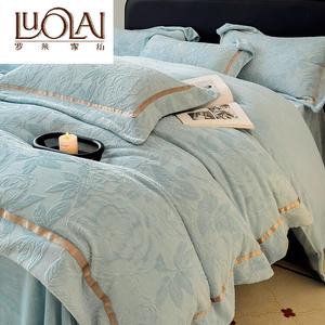 LUOLAI HOME Комплект постельного белья 4 предмета, простыня на резинке 180 см, пододеяльник 200x230 см