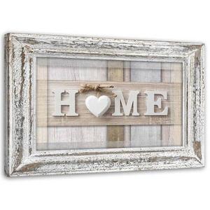 Картины на холсте Feeby Haus Home Holz Herz Beige, бежевый