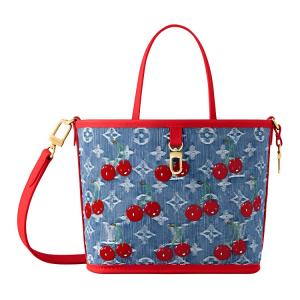 LOUIS VUITTON Сумка-тоут Takashi Murakami Cherry Neverfull Inside Out Bb из денима с монограммой