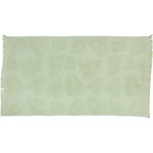 Done. Полотенца для хамама "Пальмовые листья", (1 шт.), внутри впитывающая махровая ткань, с рисунком, с бахромой 90х160 см (1 шт.), светло-зеленый