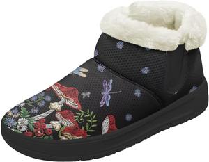 Женские зимние ботинки с меховой подкладкой на щиколотке, повседневная зимняя обувь Fuojuvelie, Mushroom