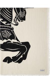 Широкий шерстяной шарф EKD цвета «кремовый с черным» Burberry