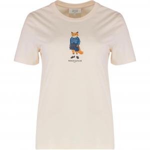 Футболка с круглым вырезом и принтом лисы от Maison Kitsuné Maison Kitsune, белый