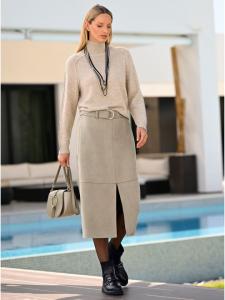 Вязаный свитер бежево-экрюового меланжевого цвета Heine