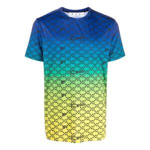 Футболка ss22 alphabet geometry pattern full print gradient short sleeve blue Off-White, мультиколор