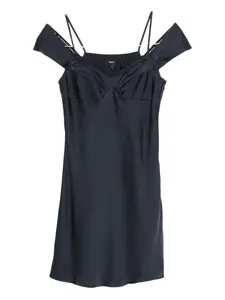 Мини-платье с открытыми плечами и драпировкой Theory, синий