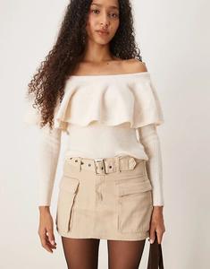 Glamorous мини-юбка-карго с поясом в цвете экрю