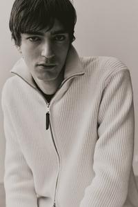 Кардиган в рубчик классической посадки H&M, бежевый