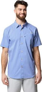 Рубашка Columbia Mens Harbor Peak с коротким рукавом, Vivid Blue Gingham