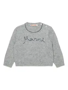 Джемпер с вышитым логотипом Marni Kids, серый