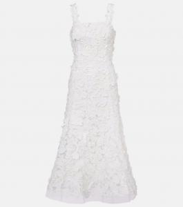 Платье миди из гипюрового кружева Carolina Herrera, слоновая кость