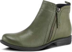 Женские водонепроницаемые кожаные ботильоны Spring Step Oziel | Женская обувь с декоративной молнией, регулируемой шнуровкой и массивным плоским каблуком, Olive