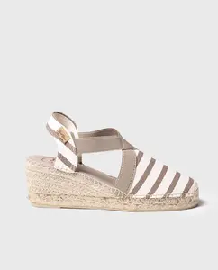 Женские эспадрильи на клиновидной подошве из полосатой ткани с резинками Toni Pons, пастельно-розовый