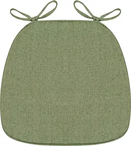 Подушка на стул с завязками, 40,6 х 33 х 5,1 см, нескользящая, для стульев в кухне и столовой, наполнитель плотный пенополиуретан, подушка на сиденье со съемным чехлом, зеленая Mmgoqqt