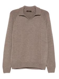 Шерстяной свитер с воротником-поло Zanone, коричневый