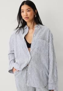 Блузка на пуговицах Ellos Collection, темно-синий