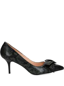 Туфли со змеиным узором и бантом Love Moschino, черный