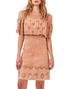 Замшевое мини-платье А-силуэта с люверсами AS by DF, цвет Peach Latte