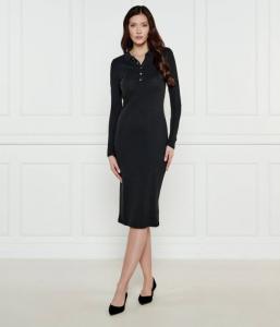 Платье Lauren Ralph Lauren с длинными рукавами и с воротником на пуговицах, черный