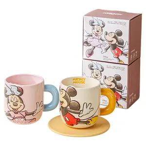 Кружка Mickey Series IP Merch Cartoon Cute Water Cup для завтрака 650ml Disney, [Mickey Mouse+Minnie Mouse]Engraved Mug-Gift Box Set