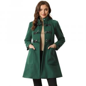 Женское однобортное винтажное зимнее пальто с воротником-стойкой и верхней одеждой ALLEGRA K, зеленый