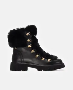 Женские кожаные ботинки с внутренней подкладкой из меха и резиновой подошвой Carmela, черный
