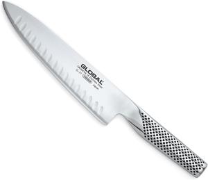 Global 20 см поварской нож с полой заточкой - легкая японская нержавеющая сталь, острое как бритва лезвие, сделано в Японии, G-77, серебряный