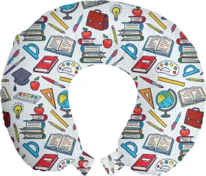 Подушка для шеи ABAKUHAUS School Travel Pillow, школьные принадлежности для школьников, дорожный аксессуар из пеноматериала для самолета и автомобиля, 30 x 30 см, разноцветная Abakuhaus