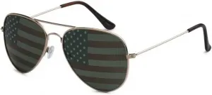 Классические солнцезащитные очки-авиаторы в стиле патриотизма с американским флагом США, золотистые MODA, Silver