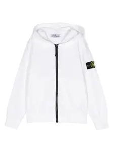 Худи на молнии с нашивкой Compass Stone Island Junior, белый