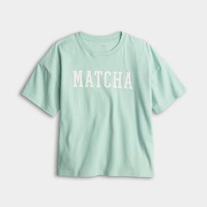 Футболка с принтом oversize для девочек 7-20 лет в размерах regular и plus So, Green Matcha