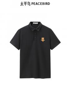 Летняя рубашка-поло Peacebird с вышивкой, черный