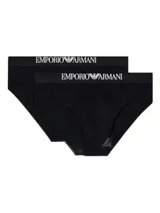 Трусы с логотипом и эластичным поясом (упаковка из двух штук) Emporio Armani, черный