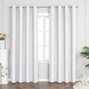 Плотные шторы с люверсами, 245x140 см, плотные (1 шт.), шторы с люверсами и серебристыми полосками для спальни, гостиной, белые Joyswahl