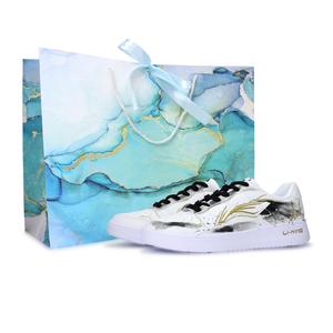 LINING Понтонные лодки устойчивые к истиранию, легкие и дышащие лоу-топ скейтборд обувь Unisex White Black Gold