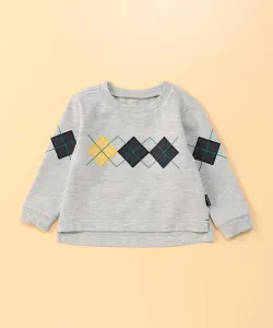 Футболка с длинными рукавами в ромбик (детский размер) Comme Ca Ism, цвет Oatmeal