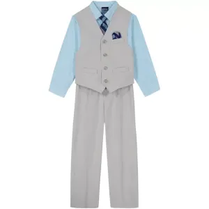 Мальчиковый комплект из 4 предметов: жилет, рубашка, брюки и галстук Oxford для возраста 4-12 лет Izod, синий