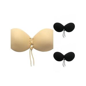 3 упаковки женских бесшовных силиконовых бюстгальтеров на клеевой основе Inspire Chic, Black Beige Round Cup