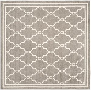 Ковер SAFAVIEH, 153 x 153 см, Amherst Collection Dark Grey/Beige AMT414R Trellis Non-Shedding для столовой, прихожей, гостиной, спальни