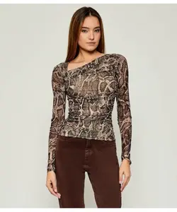 Блузка Бернардетт Slim fit Guess Jeans, коричневый