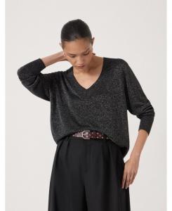 Женский металлизированный джемпер Gracey с V-образным вырезом Hush, Silver metallic