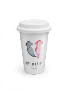 Mr. & Mrs. Panda Термокружка «Любовь к аксолотлям» с надписью белого цвета