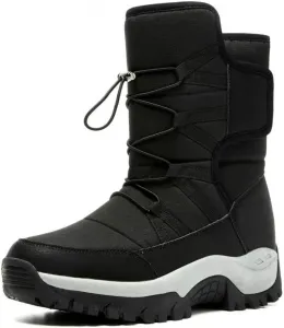 Зимние снеговые ботинки для мужчин, теплые, легкие, с противоскользящей подошвой, средние по голени для холодной погоды, для улицы Qacksv, черный