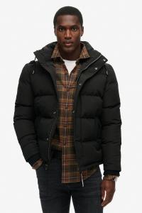 Короткая стеганая куртка с капюшоном Everest Superdry, черный