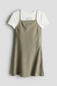 Комплект из двух предметов: рубашка и платье H&M, зеленый