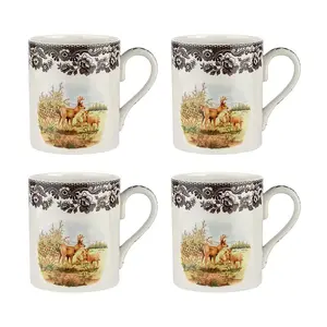 Кружки с изображением лесного оленя, набор из 4 штук Spode, brown