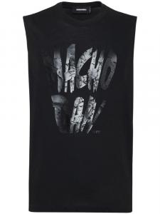 DSQUARED2 топ с текстовым принтом, черный
