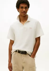 Рубашка-Поло с воротником-стойкой и эмблемой. Tommy Jeans, Oat Marl Htr