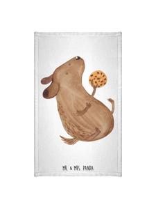 Mr. & Mrs. Panda Белое полотенце с изображением собаки и рисунком в виде печенья (без надписи)
