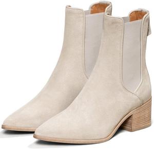 Женские ботильоны MOOMMO с массивным каблуком, подошвой Челси, замшевой кожей, эластичными вставками, заостренным носком, на каблуке 5 см, стиль вестерн, модные осенние ботинки для коротких платьев, элегантные и комфортные, размеры US 4-11, Suede Beige